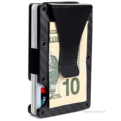 Minimalist Money Clip Wallet Front Pocket RFID Blocking Credit Cards Holder Slim Wallets for Men Women - Carbon Fiber