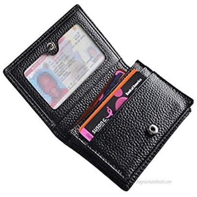 Outrip Genuine Leather Business Card Holder Name Card Case Credit Card Wallet with ID Window RFID Blocking (Black2)