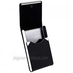 Padike Professional Business Card Holder PU Leather Business Card Case Name Card Holder Slim Metal Pocket Card Holder with Magnetic Shut (Y-Black)