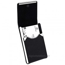 Padike Professional Business Card Holder PU Leather Business Card Case Name Card Holder Slim Metal Pocket Card Holder with Magnetic Shut (Y-Black)