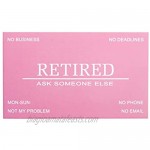 RXBC2011 Retired Business Cards Funny Retirement Gift (50 Pink Card/With Gold Mirror Stainless Steel Case) For Retired Men Women Coworkers Employees Boss Friend Colleague