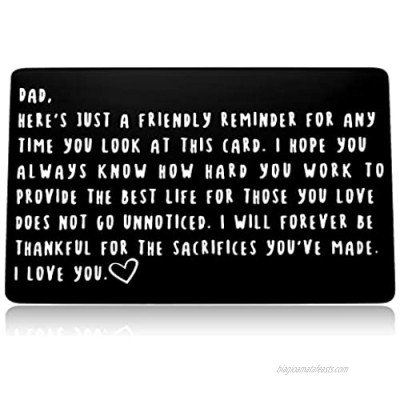 Ukodnus Engraved Wallet Card Note for Dad from Daughter Son - Happy Birthday for Dad Daddy Papa