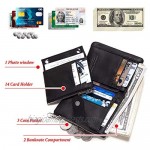 Chain Wallets for Men Rfid Blocking Genuine Leather Bifold Stylish Black Wallet Credit card With Coin Pocket…