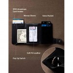 Credit Card Holder Slim Leather Pop up Wallet RFID Blocking Metal Card Case for Man and Women