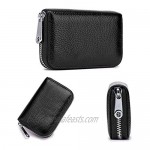 Premium Genuine Leather Slim Zipper Business/Credit Card Case Holder by BAKUN Security Travel Wallet