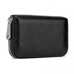 Premium Genuine Leather Slim Zipper Business/Credit Card Case Holder by BAKUN Security Travel Wallet