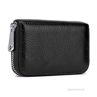 Premium Genuine Leather Slim Zipper Business/Credit Card Case Holder by BAKUN  Security Travel Wallet