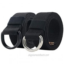 Canvas Belt  Web Belt for Men/Women with Metal Double D Ring Buckle 1 1/2" Wide