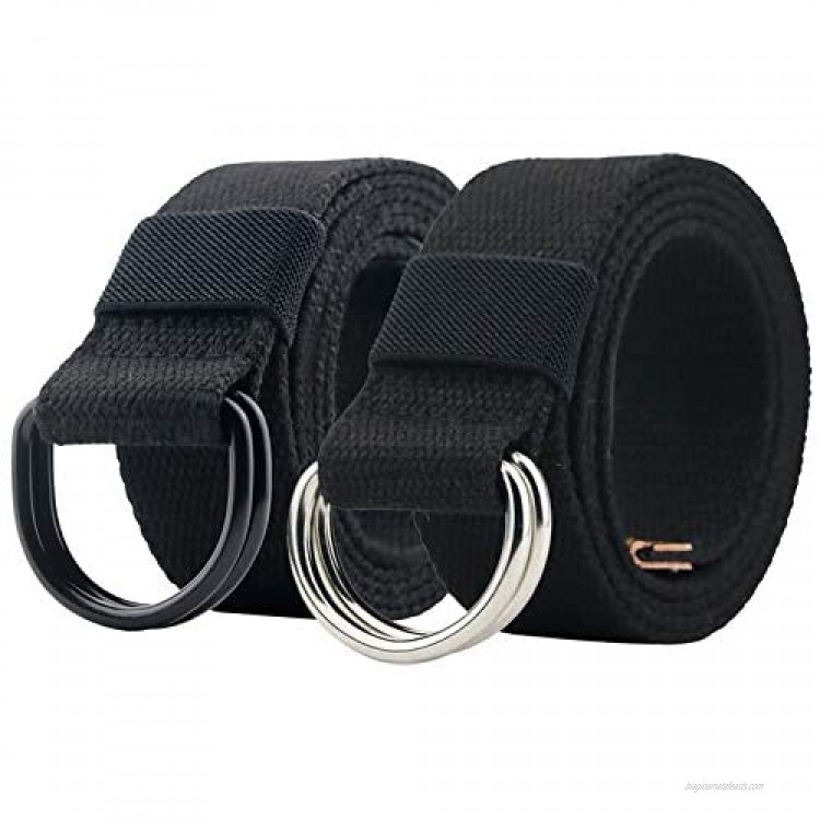 Canvas Belt Web Belt for Men/Women with Metal Double D Ring Buckle 1 1/2 Wide