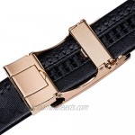 Dubulle Designer Ratchet Belt for Men Leather Fashion Adjustable Automatic Buckle Sliding Removable Dress Casual