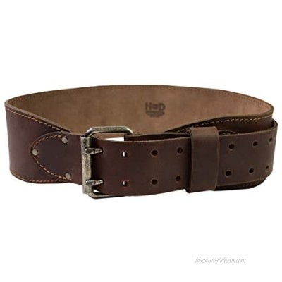 Hide & Drink  Double Prong Weightlifting Leather Belt  (3 in.) Wide  Size (31 in. to 38 in) Handmade Includes 101 Year Warranty :: Bourbon Brown