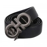 Men's Fashion Comfort Leather Dress Belt Designer Adjustable Buckle by Trim to Fit