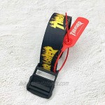 Men's Fashion Waist Belt with Adjustable Buckle Letters Printed Industrial Belts for Men