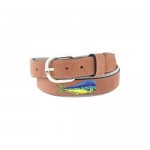 ZEP-PRO Men's Tan Leather Embroidered Dolphin Belt