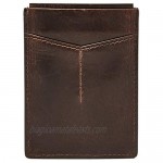 Fossil Men's Leather Minimalist Magnetic Card Case with Money Clip Front Pocket Wallet