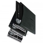 Kings Loot Full Grain Leather Front Pocket Wallet for Men – Slim RFID Blocking Bifold Handmade Minimalist – Holds 10 Cards(Midnight Black)