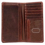 Leather Long Wallet for Men - Brown Bifold Rodeo Wallet & Checkbook Cover