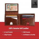 Mens RFID Blocking Bifold Wallet Soft Genuine Leather Brown Western
