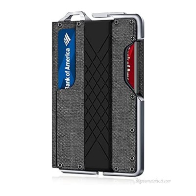 MURADIN Dapper PU Leather Bifold Wallet – Genuine Tactical Wallet – Card Wallet for Men – RFID-Blocking Aluminum Metal Wallet (Grey)