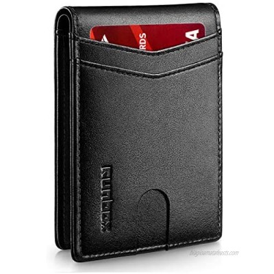 RUNBOX Slim Wallets for Men with RFID Blocking & Minimalist Mens Front Pocket Wallet Leather…
