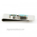 $170Tag Certified Silver Navajo Natural Turquoise Native American Money Clip 11244-6 Made by Loma Siiva