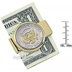 Coin Money Clip - Presidential Seal JFK Half Dollar Selectively Layered in Pure 24k Gold | Brass Moneyclip Layered in Pure 24k Gold | Holds Currency Credit Cards Cash | Genuine U.S. Coin