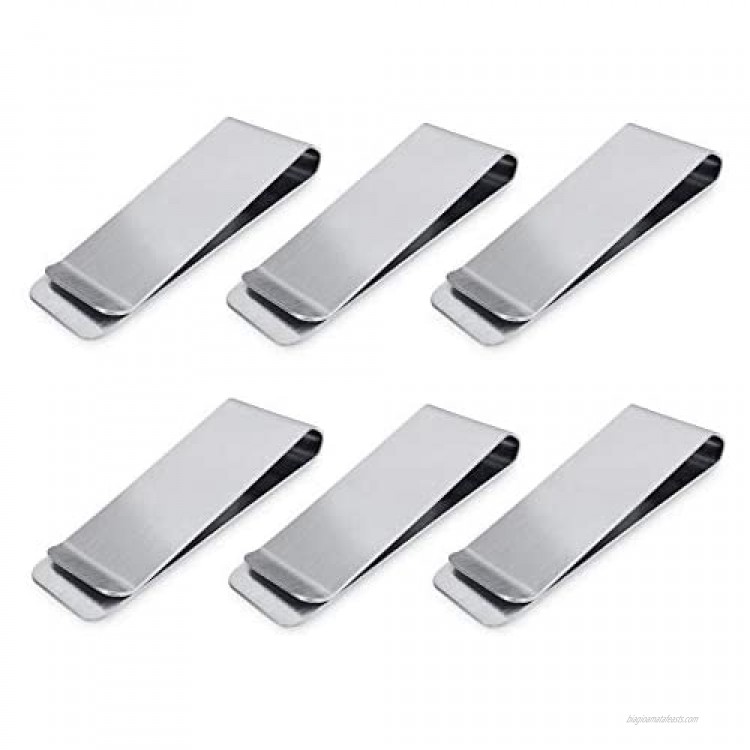 Cozihom Stainless Steel Money Clips Money & Cards Holder Minimalism Wallet Clips Super Slim & Durable Pack of 6