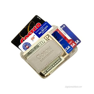 Goson Men’s Leather Front Pocket Card Holder Wallet with Magnetic Money Clip