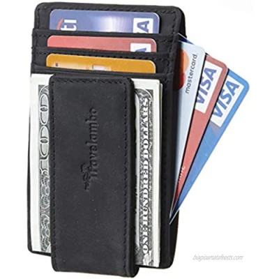 Travelambo Money Clip Front Pocket Wallet Slim Minimalist Wallet RFID Blocking (Black)