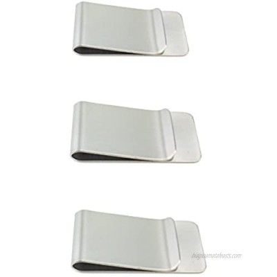 yueton Pack of 3 Brushed Stainless Steel Slim Money Clip Credit Card Cash Holder - Men's Fashion Travel Accessory