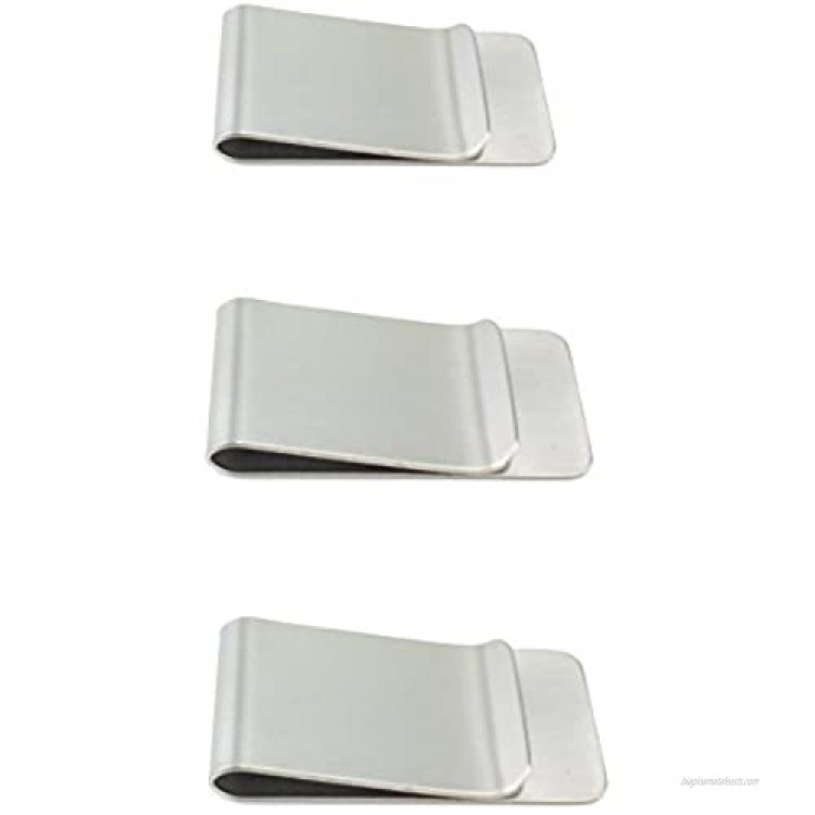 yueton Pack of 3 Brushed Stainless Steel Slim Money Clip Credit Card Cash Holder - Men's Fashion Travel Accessory