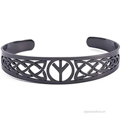 fishhook Viking Nordic Futhark Rune Runic Magic Charm Irish Knotwork Talisman Amulet Stainless Steel Wristband Bangle Bracelet for Women Men