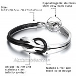 OIDEA Mens Womens Stainless Steel Infinity Love Symbol Charm Leather Wrap Bracelet fit for 6-8 Inch Wrist Black Red Gold