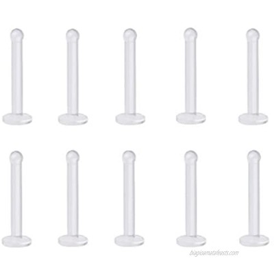 10 Pieces - Clear Bioflex Stud Nose Retainer with Flat Head