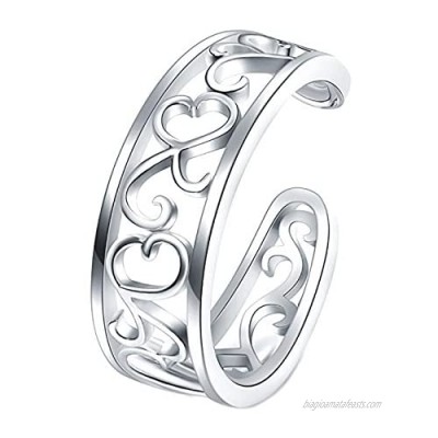 925 Sterling Silver Toe Ring  BoRuo Flower Hawaiian Leaf Adjustable Band Tail Ring