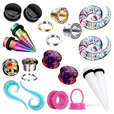 BodyJ4You 18PC Random Mix Gauges 14G-20mm Assorted Plug Tunnel Taper Steel Acrylic Silicone Expander