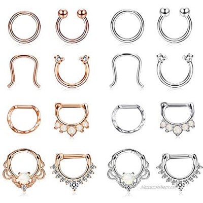 Finrezio 16PCS 16G Stainless Steel Septum Piercing Nose Rings Hoop Tragus Cartilage Retainer Body Piercing Jewelry
