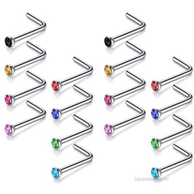 Incaton Nose Hoop Rings  7PCS-12PCS 16G 316L Surgical Stainless Steel Body Jewelry Piercing Nose Rings