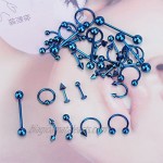 IPINK Spike Bars Labret Lip Ring Stud Body Piercing Stainless Steel Gold Plated 36-50pcs 16g Mixed