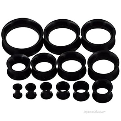 Qmcandy 26pcs 8G-1" Thin Silicone Hollow Flexible Ear Tunnels Kit Stretching Set