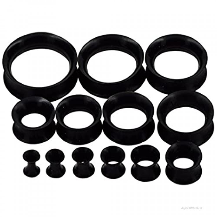 Qmcandy 26pcs 8G-1 Thin Silicone Hollow Flexible Ear Tunnels Kit Stretching Set