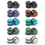 Ruifan 10 Pairs Set Natural Mixed Stone Saddle Ear Plugs Stretcher Expander Tunnels Gauges Piercing Jewelry with O-Rings 2g-12mm