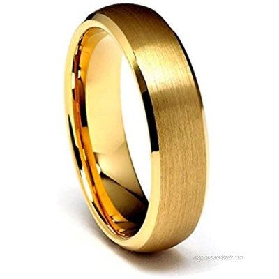6mm Gold Tone Beveled Men's Tungsten Wedding Band