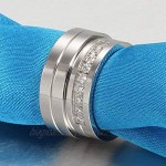 Chryssa 6mm Titanium Steel Carbide Ring with Brilliant CZ Diamonds Mens Wedding Band 5 to 12(SZZ-08)