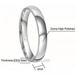 CROWNAL 4mm 6mm 8mm Titanium Wedding Couple Bands Rings Men Women Dome Polished Engraved I Love You Comfort Fit Size 4 to 16