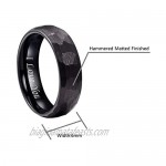 Crownal 6mm 8mm Black Hammered Tungsten Wedding Couple Bands Rings Men Women Matte Hammer Brushed Finish Engraved I Love You Size 5 To 17