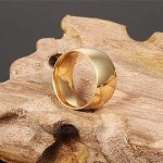Fashion Month Mens 12mm Classic Gold Wedding Engagement 316L Stainless Steel Ring Dome High Polished Band