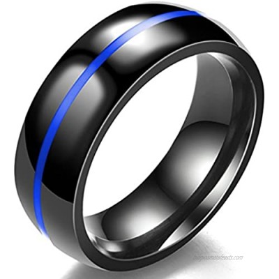 Jude Jewelers 8MM Classical Black Stainless Steel Ring Plain Wedding Band