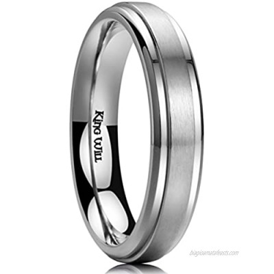 King Will Basic 4mm 6mm 7mm 8mm 9mm Mens Titanium Wedding Ring Brushed Finished Wedding Band Comfort Fit Stepped Edge