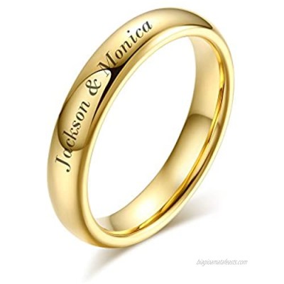 MEALGUET Couples 6mm/4mm Gold Plated-Tone Domed High Polished Plain Tungsten Wedding Ring Band for Men&Women